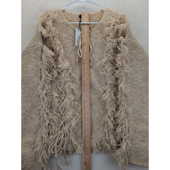 NASTY GAL Knitted Fringe Long Sleeve Pullover Lace Up Front Sweater NWT Large - Picture 4 of 10